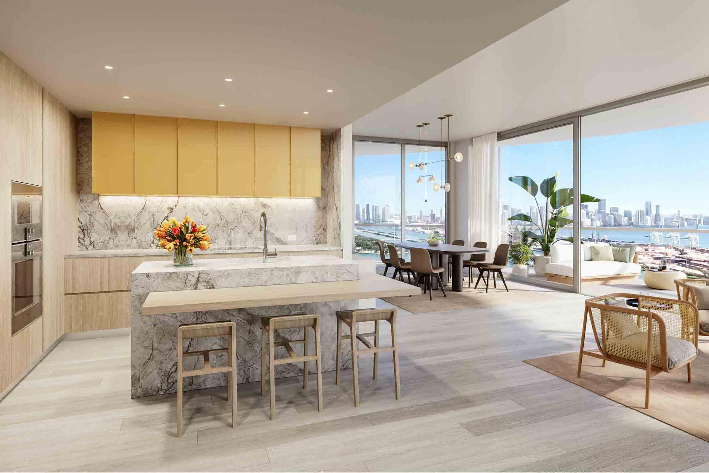 Rendering of Five Park Miami Beach Kitchen